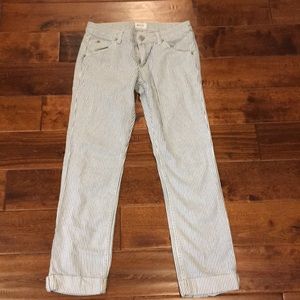 Hudson Bacara crop straight cuffed striped jean